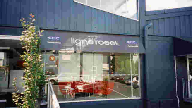 Fixed Frame Awnings - Fixed Frame wedge awning with mesh fabric cover over Lighting store showroom window in Auckland copy.jpg